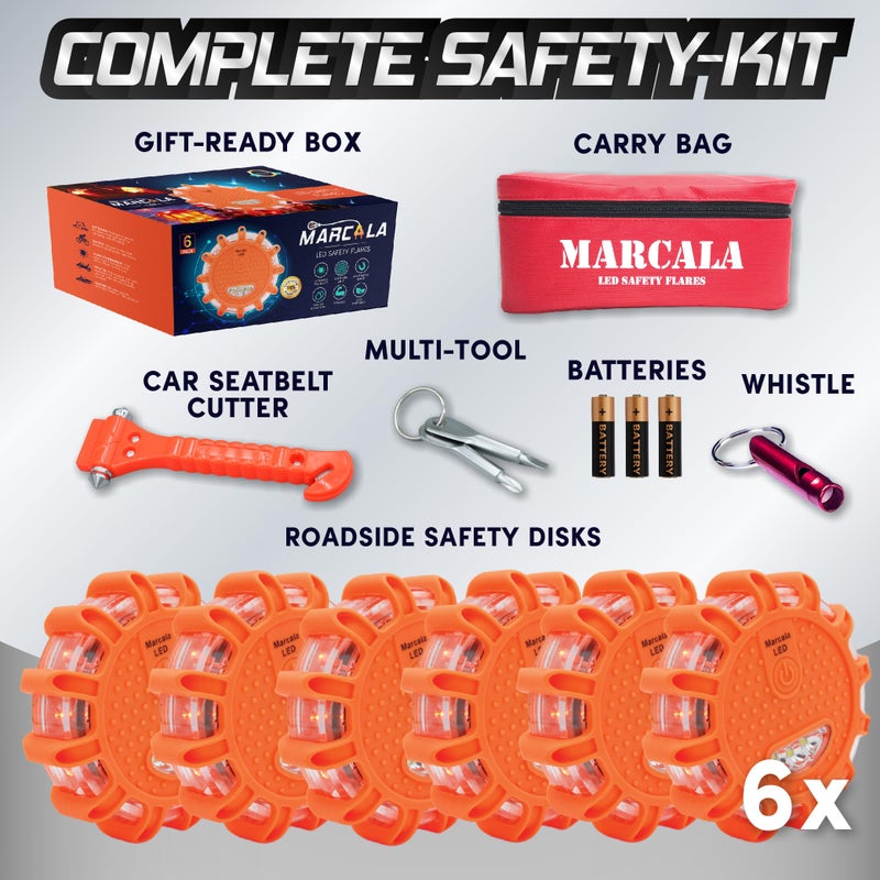 Marcala 6â€‘Pack LED Road Flares | DOT Compliant Emergency Lights for Vehicles with Batteries, Whistle & Case | Flares Emergency Road | Emergency Flares | Perfect For Gifting or Everyday Roadside Safety - Image 5